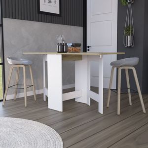 โต๊ะอาหารพับได้ Evart สีขาว/สีแมคคาเดเมีย สำหรับห้องนั่งเล่น โซลูชั่นที่หรูหราและประหยัดพื้นที่ - Product Image 2