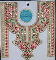 Patch brodé multicolore de qualité pour col de vêtement, fournisseur en gros pour l'industrie de la confection ethnique, patch de col traditionnel pour Salwar Kameez