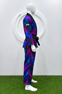 Kimono BJJ SHH avec imprimé néon éclair, uniforme de Jiu-Jitsu unisexe pour adultes avec ceinture noire, impression par transfert par sublimation - Product Image 4
