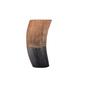 Viking Style Glass Drinking Horn 100% Handcrafted Food Safe with Natural color & Unique Animal Engraving - Product Image 2