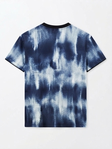 Camiseta de Manga Corta para Hombre, Tie-Dye, Corte Regular, Algodón, Estilo Casual, Cuello Redondo, Ribete en Contraste, Diseño Tejido 2026 - Product Image 2