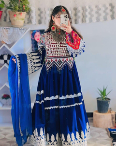 Fabrication professionnelle, robe formelle moderne légère de style vintage afghan pour femmes, appliques brodées, dentelle, robe afghane Kuchi - Product Image 4