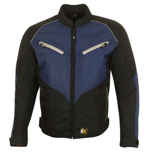 Chaqueta de Motociclista para Hombre 5K, Color Azul y Negro, con Bloques de Color, Manga Larga, Transpirable, Cierre de Cremallera, Cuello Alto, Logotipo Frontal - Product Image 1