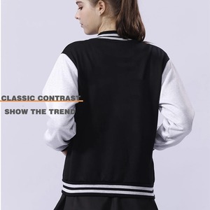 Chaqueta Varsity Negra y Blanca para Hombre 2026, Mangas en Contraste, Cierre de Botones, Cuello Camisero, Ropa Casual de Otoño - Product Image 5