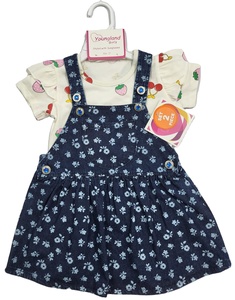 Nouveau design 100% coton filles robe d'été manches bouffantes débardeur à pois avec bretelles respirant bébé fille tenue d'hiver - Product Image 2