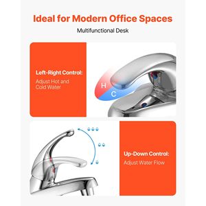 Grifo Monomando Cromado Plateado para Lavabo con Desagüe, 3 Orificios, para Baño y Cocina - Product Image 2