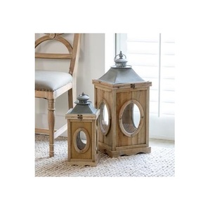 Wooden Candle Lantern for Farmhouse Home Decor <b>Fireplace</b> <b>Mantel</b> Wedding Centerpieces Holiday Displays and Everyday Elegance - Product Image 2