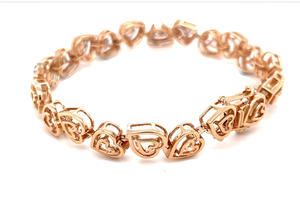 Bracelet tennis en or rose 18 carats avec diamants de laboratoire en forme de cœur, halo de diamants CVD, style ethnique pour femme, certifié IGI - Product Image 4