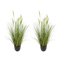 Plante artificielle de type cattail, lot de 2, 35 pouces, PVC de qualité supérieure, faux arbustes verts, modèle D0100X3W70P, pour décoration intérieure et extérieure