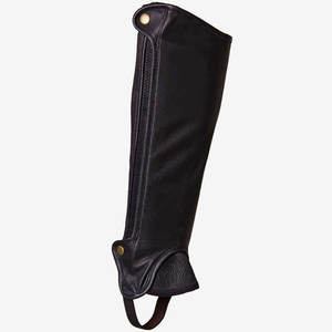 Mini-chaps d'équitation marron foncé en cuir de haute qualité, demi-chaps, vente chaude, protection des jambes équestres personnalisée en gros - Product Image 1