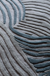 Currents <b>Rug</b> <b>Hand</b>-<b>Tufted</b> Wool/Tencel Striped High Pile Thick Eco-Friendly Latex Backing Non-Slip <b>Rug</b> Sets Home Commercial Use - Product Image 2