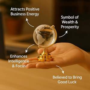 Globo Decorativo de Cristal con Base Dorada, Perfecto para la Oficina en Casa y la Mesa de Estudio, Elegante Decoración para Mesa de Hogar y Oficina - Product Image 5
