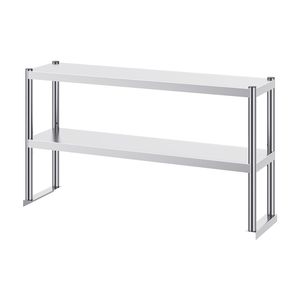 Lavello da Lavoro a Doppio Livello in Acciaio Inossidabile 12 x 48 Pollici con Ripiano Superiore e Altezza Regolabile - Product Image 1