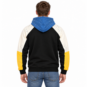 Distressed Graphic Printed Embroidered <b>Rhinestone</b> Zip-Up Hoodie <b>Jacket</b> for Men 100% Cotton Oversized Breathable Winter Custom - Product Image 2