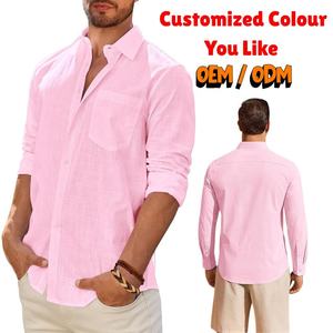 Camisas de Lino y Algodón para Hombre, Personalizadas por el Fabricante, Manga Larga, Casuales, con Botones, para Verano, Playa, Bodas, Venta al Por Mayor - Product Image 1