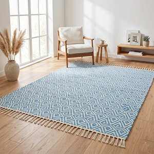 4' x 6' Handloom Geometric Cotton Area Rug for Living Room Coffee <b>Table</b> & Scandinavian Home Décor - Product Image 6