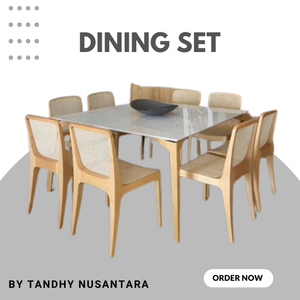 Juego de comedor de diseño moderno con sillas de cojín de tela Juego de restaurante de madera para el hogar Muebles de lujo - Product Image 5