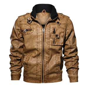 Custom Men's <b>Winter</b> <b>Leather</b> <b>Jacket</b> Pakistan Front Logo Placement Eco-Friendly Breathable Quick Dry Vintage Windproof <b>Jacket</b> - Product Image 5