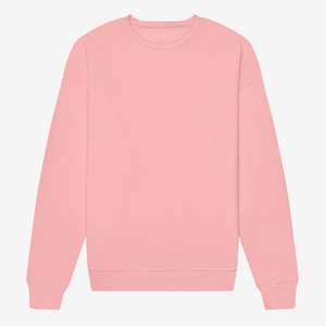 <b>Pink</b> Crew Neck Pullover <b>Sweatshirt</b> Regular Fit Solid Color Knitted Fabric Unisex Casual Autumn Wear - Product Image 1