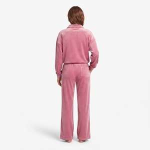 Ensemble de survêtement deux pièces pour femme de haute qualité : sweat à capuche zippé à quart de col, col rabattu, épaules tombantes et pantalon de jogging à jambes larges - Product Image 3