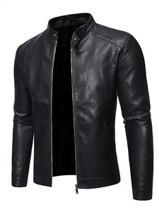 Veste parka en cuir véritable de haute qualité pour hommes, col montant, style usé, pour motards, respirante, streetwear, sherpa - Product Image 2