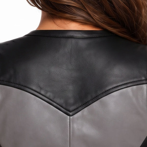 Ladies Zipper Leather Waist Coat Female V-Neck Leather <b>Vest</b> <b>Women's</b> Short Leather <b>Vest</b> Girls Side Pockets Leather Waistcoat - Product Image 4