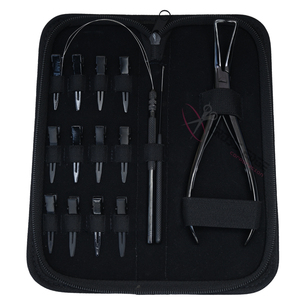 ชุดเครื่องมือช่างต่อผมระดับพรีเมียมสีดำ พร้อมคีมถอดขนาด 7 นิ้ว คลิปจัดแต่งทรงผม 12 ชิ้น ชุดอุปกรณ์เกี่ยวผมและร้อยเชือก - Product Image 1