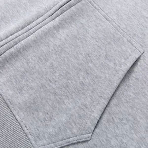 Sweat-shirt à capuche zippé gris pour homme, coupe classique, couleur unie, décontracté, pour l'automne, 100 % coton molletonné tricoté respirant, manches raglan - Product Image 3