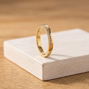 One Side Round Brilliant Cut Diamond Engagement Ring 0.20ct Set 10K 14K 18K Solid Gold Stacking Wedding Band Bridal Ring - Product Image 4