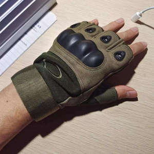 Gants de cyclisme en cuir de haute qualité pour l'été, demi-doigts, amortisseurs de chocs, pour vélo et sports de plein air, en cuir hautement élastique - Product Image 4