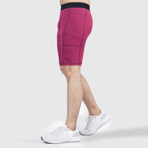 Shorts de compression taille haute pour hommes, couleur unie, style sportif, séchage rapide, en Spandex et Polyester, taille élastique, design tricoté - Product Image 1