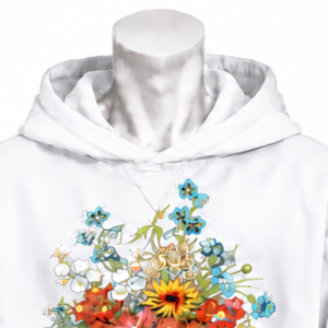 <b>White</b> Bouquet Flowers Pullover Hoodie Colorful Floral Graphic Oversized <b>Sweatshirt</b> Kangaroo Pocket Casual Streetwear Winter Top - Product Image 3