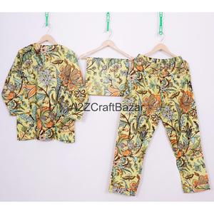 ชุดนอนผ้าฝ้ายไม่ทอสำหรับผู้หญิงชุดลำลองคอกลมแขนยาวฤดูร้อนระบายอากาศได้ดีหรูหรา - Product Image 5