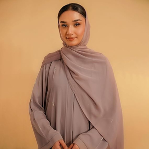 Women's Plus Size Handmade Lightweight Beaded Sequined Georgette <b>Kaftan</b> Abaya Floor-Length Ethnic Wedding Dress High Neck <b>Long</b> - Product Image 6