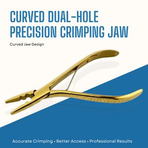 Alicate de crimpado curvo de dos orificios para extensiones de cabello, herramienta de bloqueo de cuentas de acero inoxidable con acción de resorte para extensiones de cabello con microanillos - Product Image 6