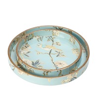 Plateaux de rangement orientaux en bois laqué, motif oiseaux et fleurs, design moderne et luxueux, compatibles lave-vaisselle, multifonctionnels et empilables