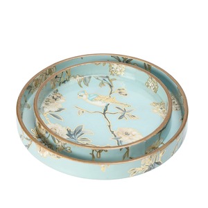 Bandejas de Almacenamiento Orientales con Diseño de Pájaros y Flores, Madera Lacada, Diseño Moderno y Lujoso, Aptas para Lavavajillas, Multifuncionales y Apilables - Product Image 3