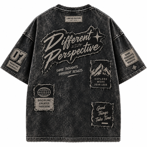 เสื้อยืดโอเวอร์ไซส์ผู้ชายผ้าฝ้าย 100% ขายส่งแบบ OEM พิมพ์ลาย DTG พร้อมโลโก้ เสื้อยืดเนื้อหนา ซักย้อมสีแบบ Stone Acid Wash สไตล์วินเทจ เสื้อยืดสั่งทำพิเศษ - Product Image 2