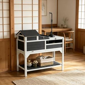 Casetta Classica in Legno di Abete per Tartarughe, Arredamento per Piccoli Animali da Interno ed Esterno, Gabbia Rettangolare Solida con Stile Classico - Product Image 1