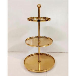 Soporte de lujo para tartas de 2 niveles para decoración de bodas, vajilla para mesa de comedor, soporte de latón para tartas, platos redondos dorados. - Product Image 3