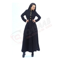 Manteau long gothique en laine noire pour femme, nouveau modèle vintage 100% laine, style steampunk, bordeaux, grande taille