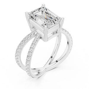 Women's Engagement Wedding Anniversary <b>Split</b> Shank Halo <b>Rings</b> 3.50 CT E VS1 Emerald Cut Lab Grown Diamond 14K Solid Gold <b>Ring</b> - Product Image 6