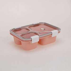 Lonchera Bento de 3 Compartimentos con Tapa Hermética a Prueba de Fugas, Contenedor de Plástico de Grado Alimenticio para Preparación de Comidas para la Escuela y la Oficina - Product Image 1