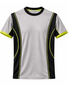Ensemble de vêtements de sport pour hommes, gris, noir, jaune néon, t-shirt et short, respirant, séchage rapide, tenue de sport, course à pied, entraînement, vêtements de sport - Product Image 3