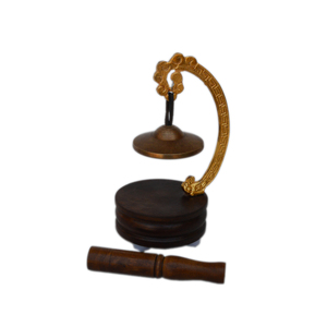 <b>Brass</b> <b>Bell</b> Desk Decor Wooden and <b>Brass</b> <b>Bell</b> Hotel Reception and Kitchen Design <b>Bell</b> Polished Finishing - Product Image 3