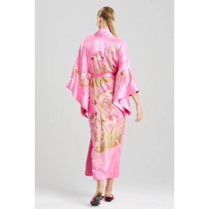 Vestido Casual de Satén Rosa para Mujer, Estilo Japonés de Lujo con Bordado, Largo hasta el Suelo, con Cinturón, Elegante Ropa de Estar por Casa, Bata de Spa - Product Image 4