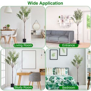 Olivo Artificial de 1.8 m de Altura, Planta de Olivo Artificial en Maceta Negra con Ramas y Frutos - Product Image 5