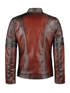 เสื้อแจ็คเก็ตหนังมอเตอร์ไซค์สีน้ำตาลเบเนดิกต์สำหรับผู้ชาย - Product Image 2
