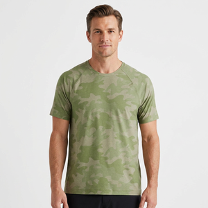 Camiseta de Manga Corta con Camuflaje para Hombre, 100% Poliéster, Cuello Redondo, Transpirable, Corte Regular Informal - Product Image 3