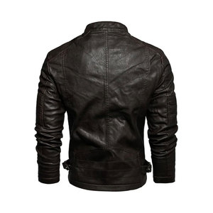 Venta al por mayor Vintage Real PU chaqueta de cuero para hombres mujeres soporte cremallera lavado técnica de moda letra impresión invierno motocicleta - Product Image 2